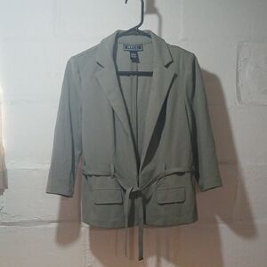 NYC Women's Olive Blazer with Tie Waist